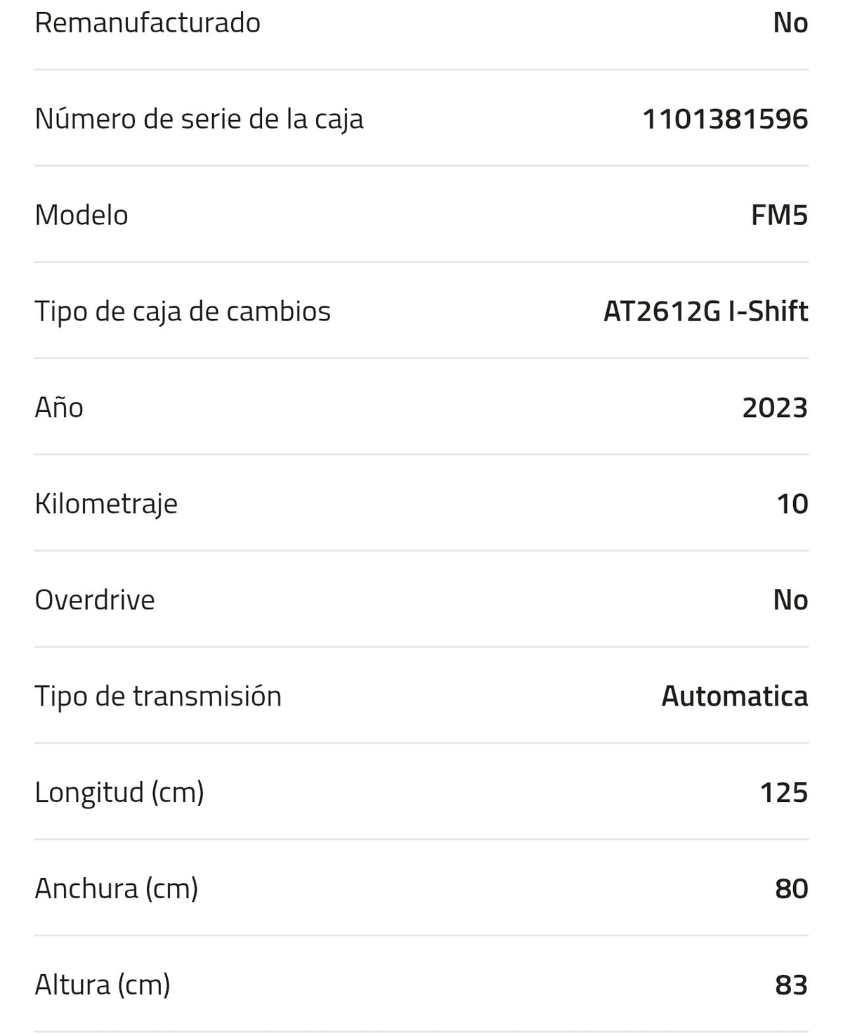 Caja de cambios Marca: Volvo AT2612G I-Shift   kilómetros 0
