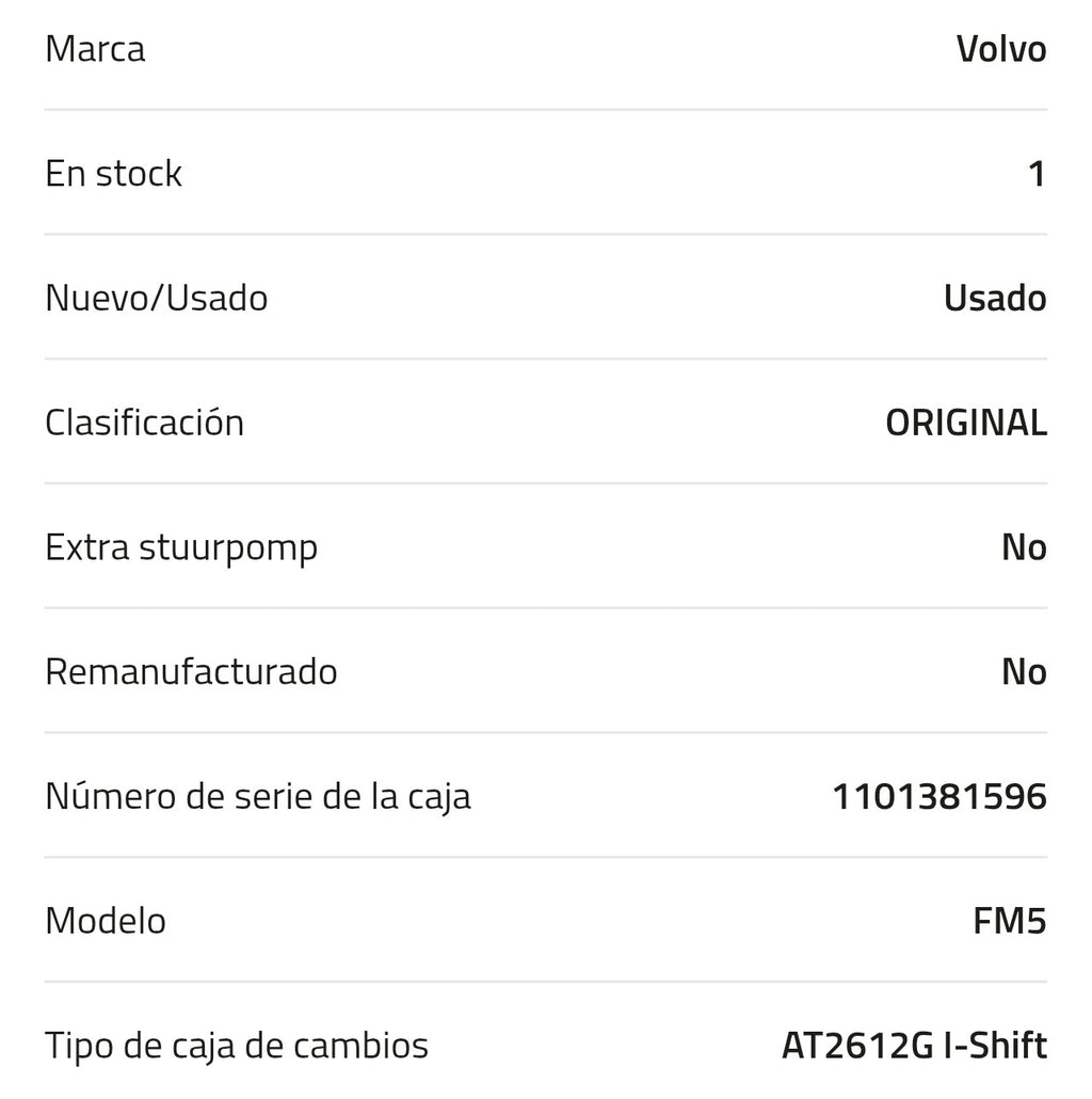 Caja de cambios Marca: Volvo AT2612G I-Shift   kilómetros 0