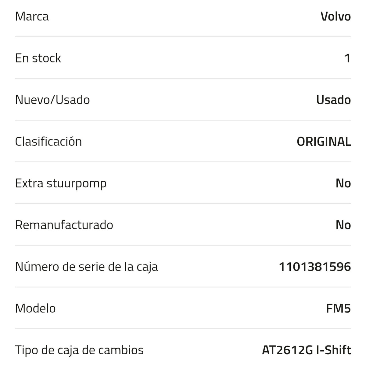Caja de cambios Marca: Volvo AT2612G I-Shift   kilómetros 0
