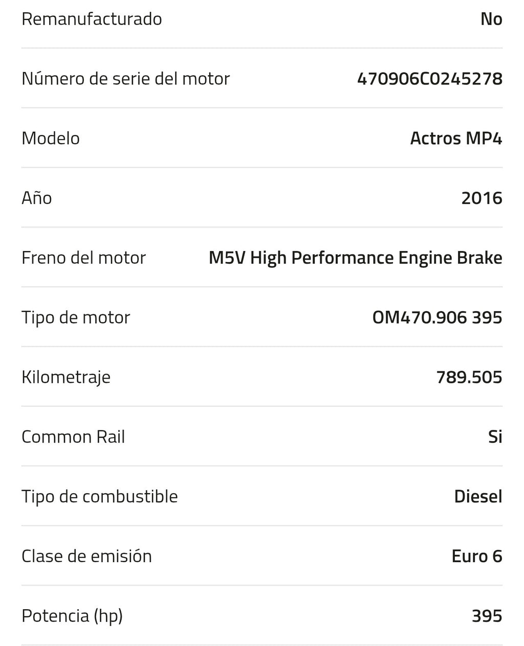 Motor Mercedes OM470.906 395 A 002 010 65 00