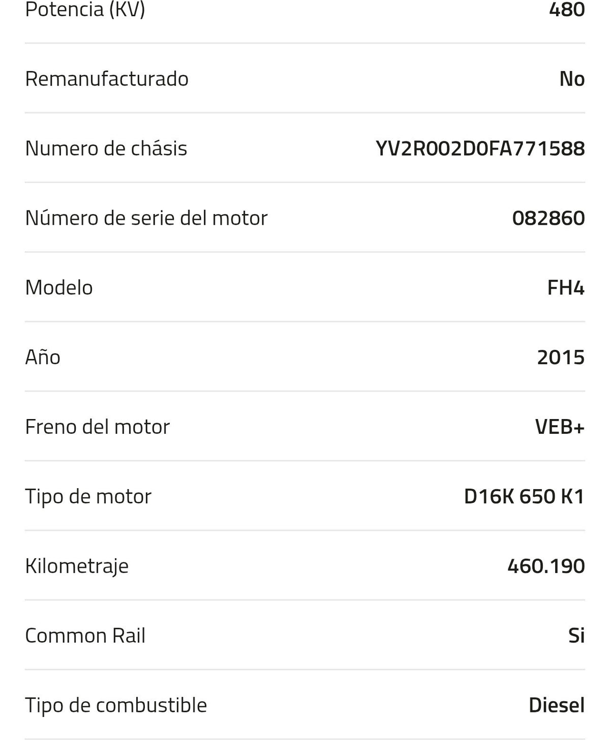 Motor Volvo D16K 650 K1 22280259