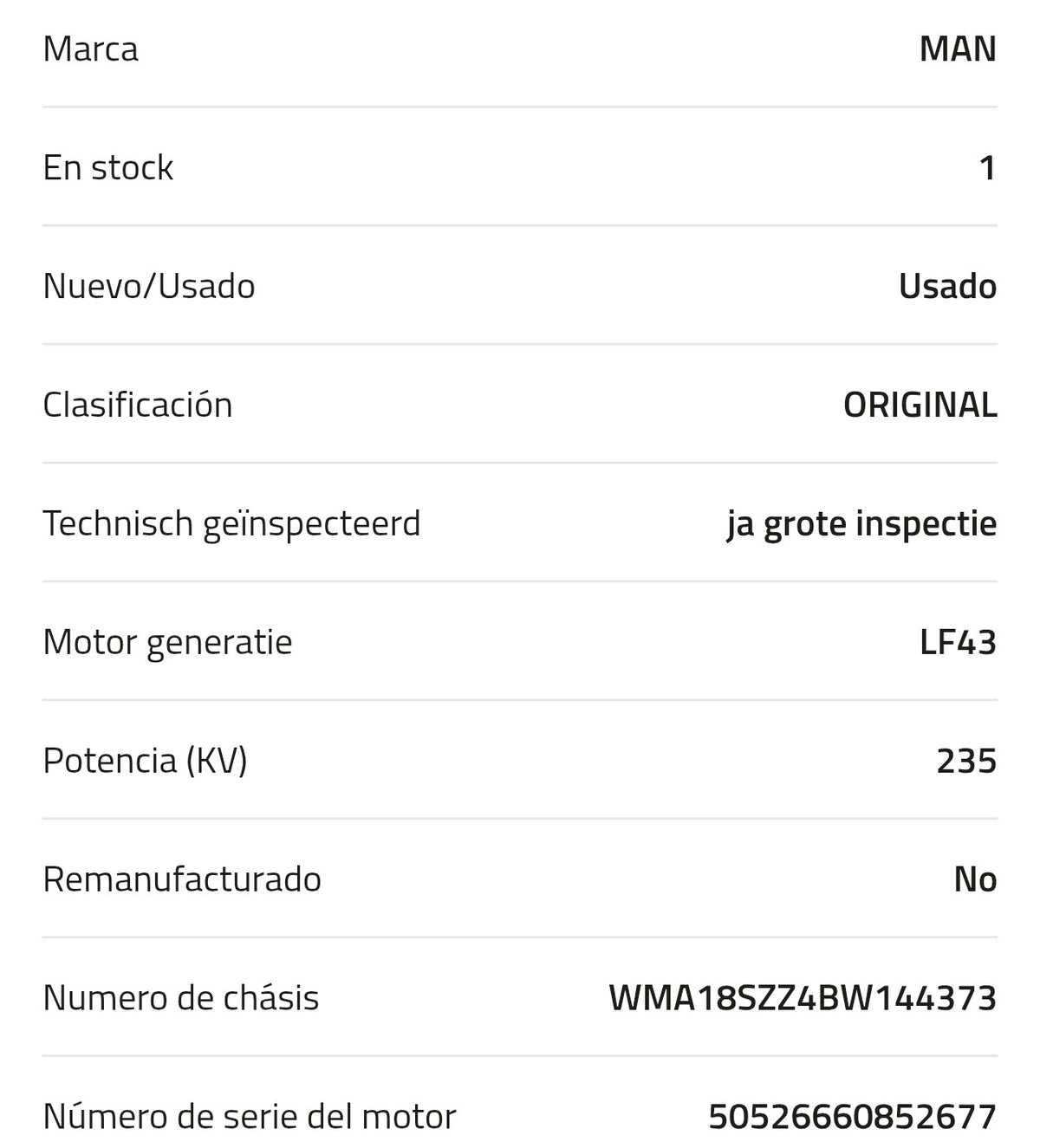 Motor MAN D2066 LF43 51011006212