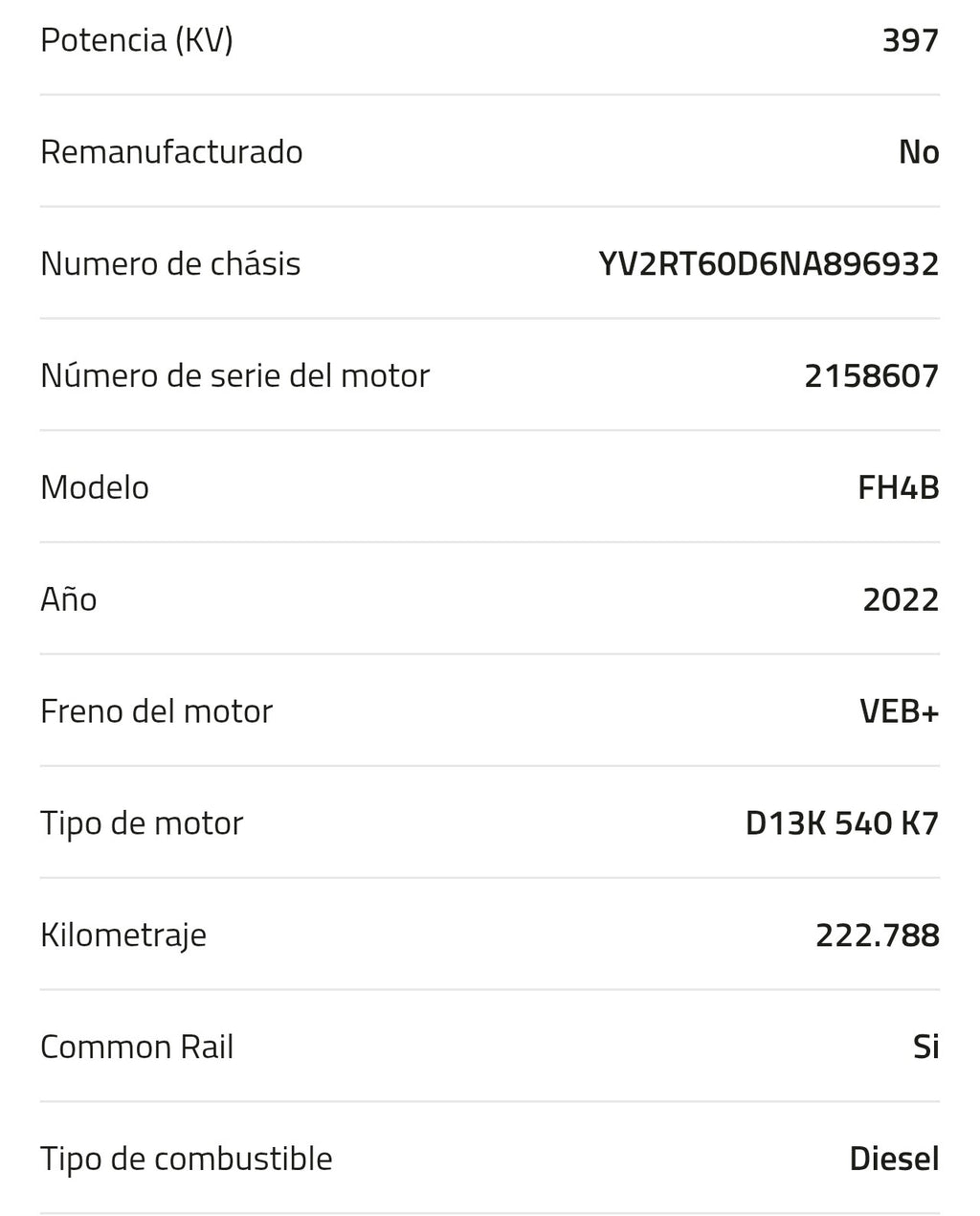 Motor Volvo D13K 540 K7 23489240