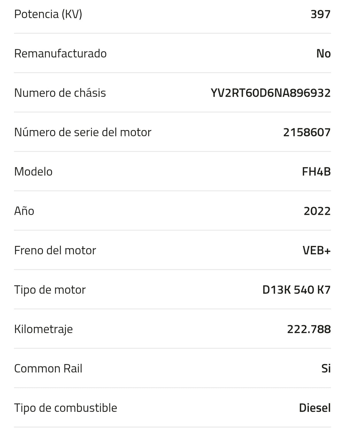 Motor Volvo D13K 540 K7 23489240