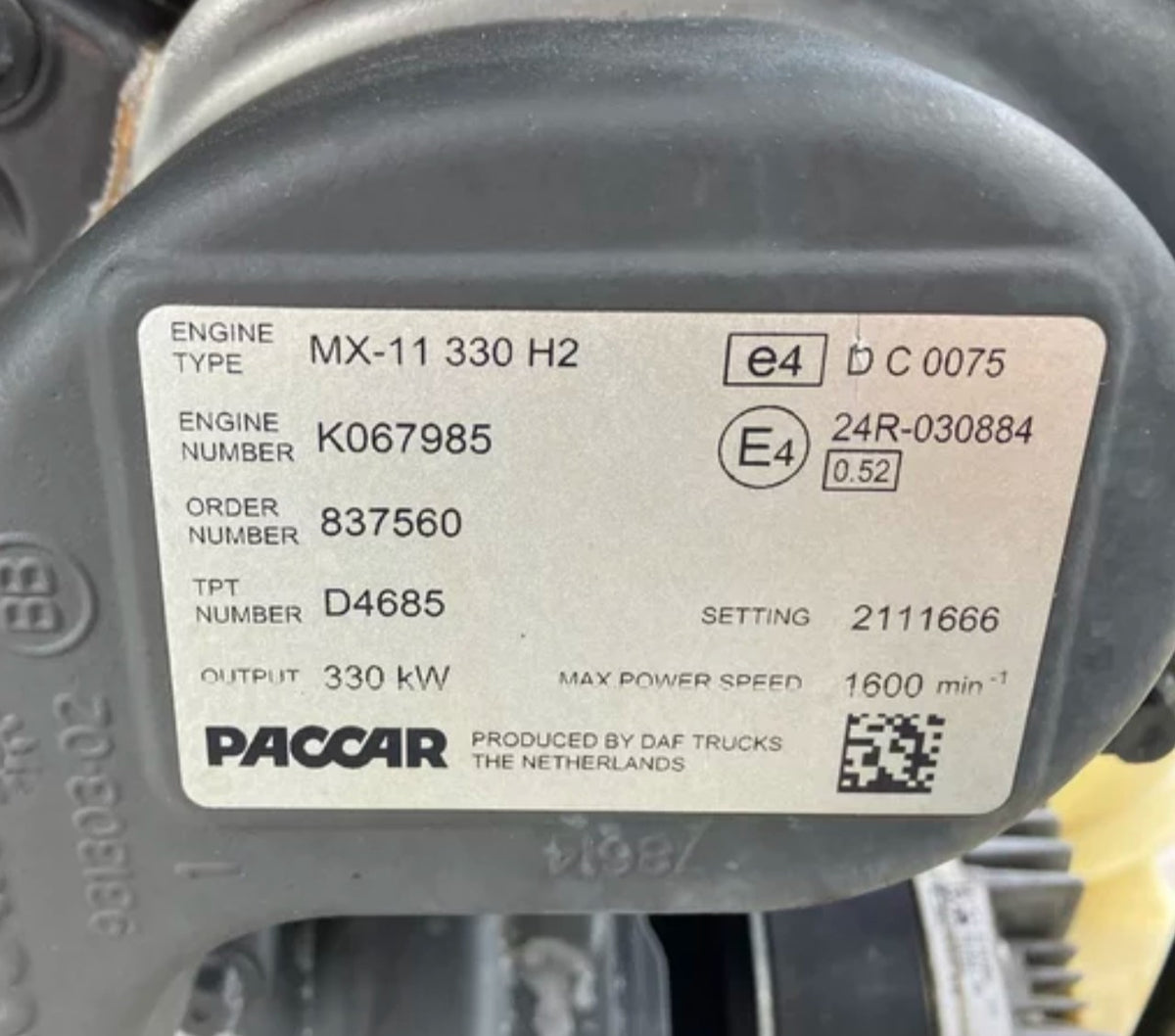 Motor DAF MX11 330 H2 0452052R