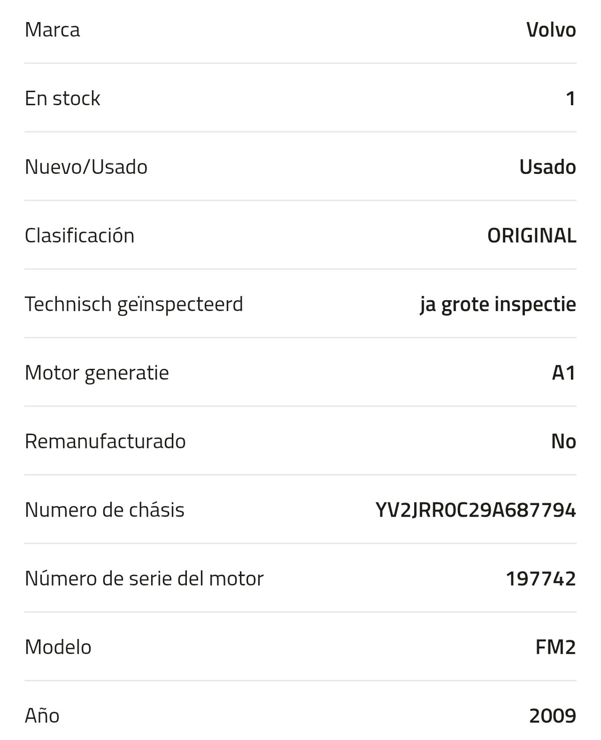 Motor Volvo D13A 360 A1 20871250