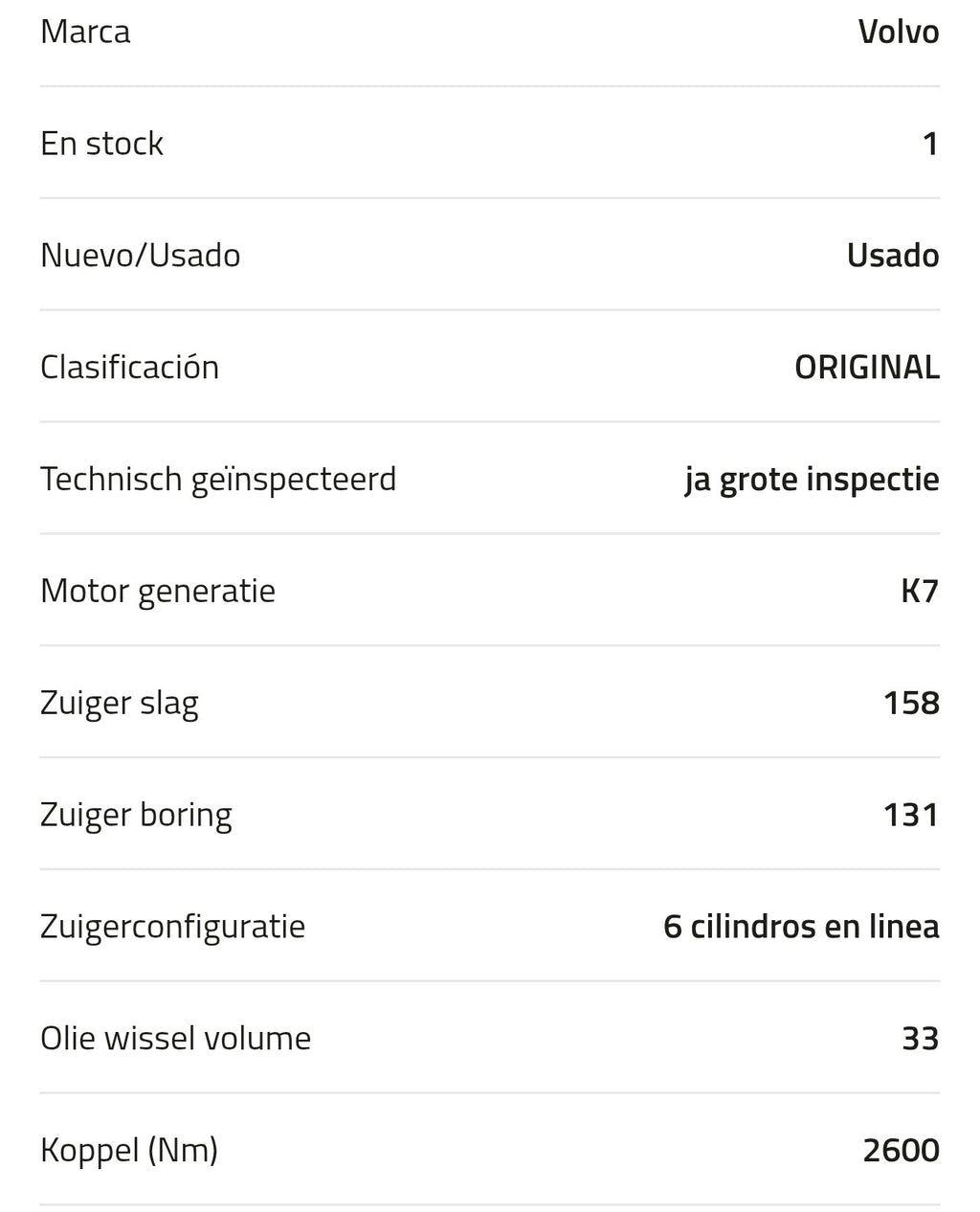 Motor Volvo D13K 540 K7 23489240