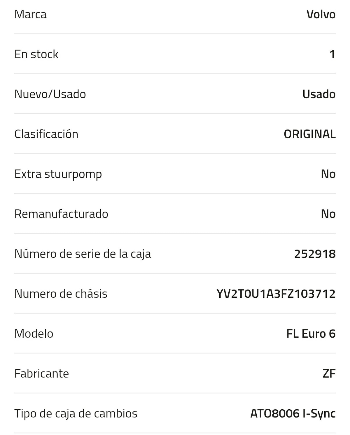 Caja de Cambio Volvo ATO8006 I-Sync