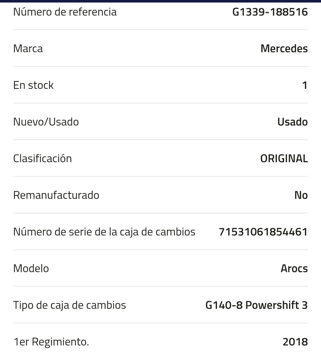 Mercedes G140-8 Powershift 3 Caja de cambios A 001 260 36 00