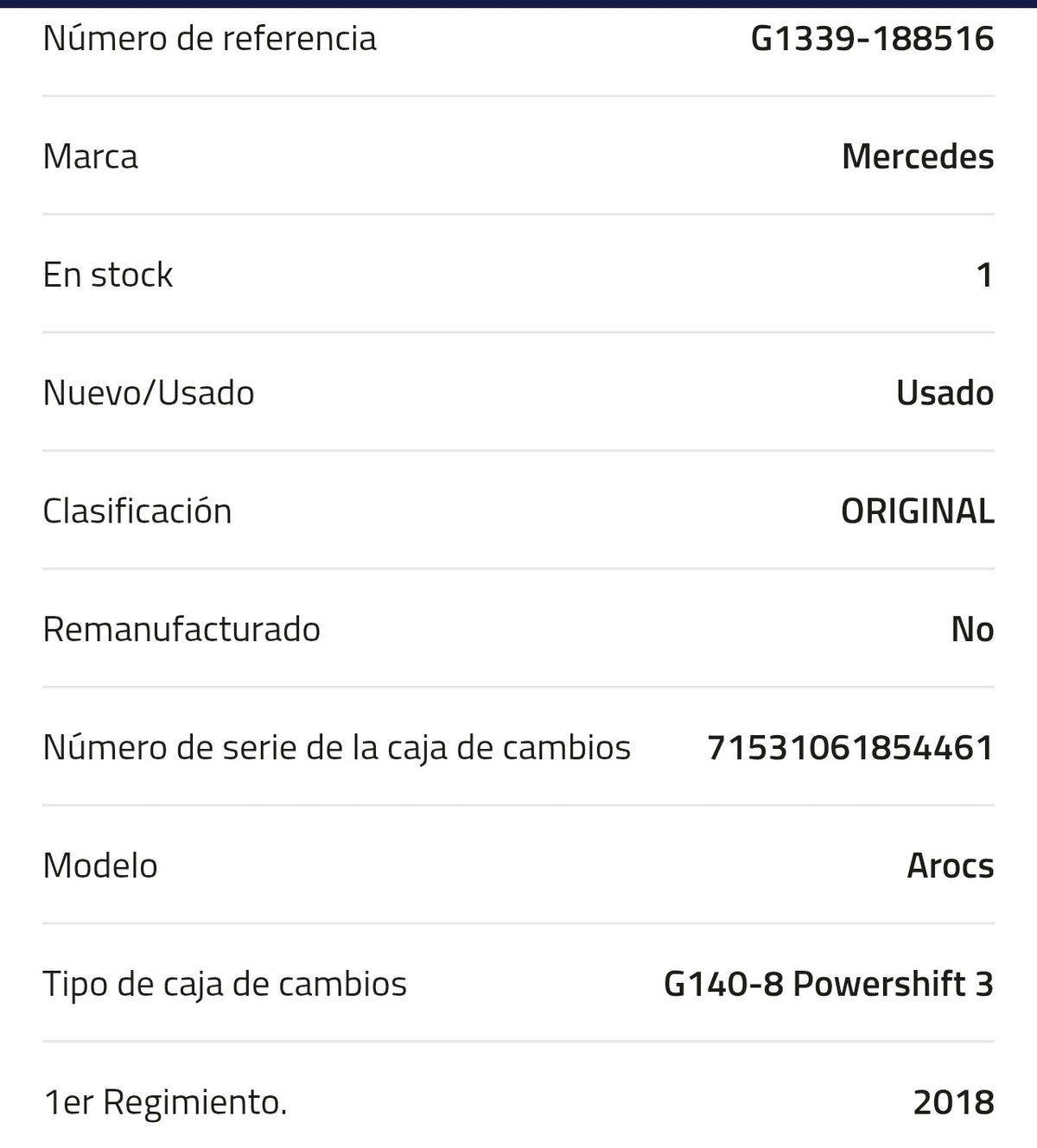 Mercedes G140-8 Powershift 3 Caja de cambios A 001 260 36 00