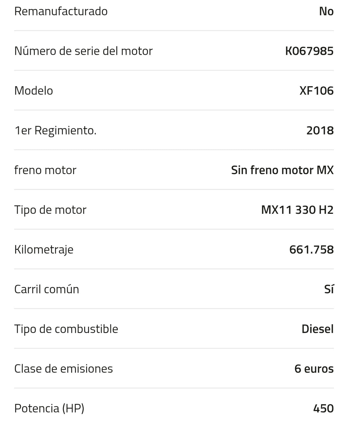 Motor DAF MX11 330 H2 0452052R