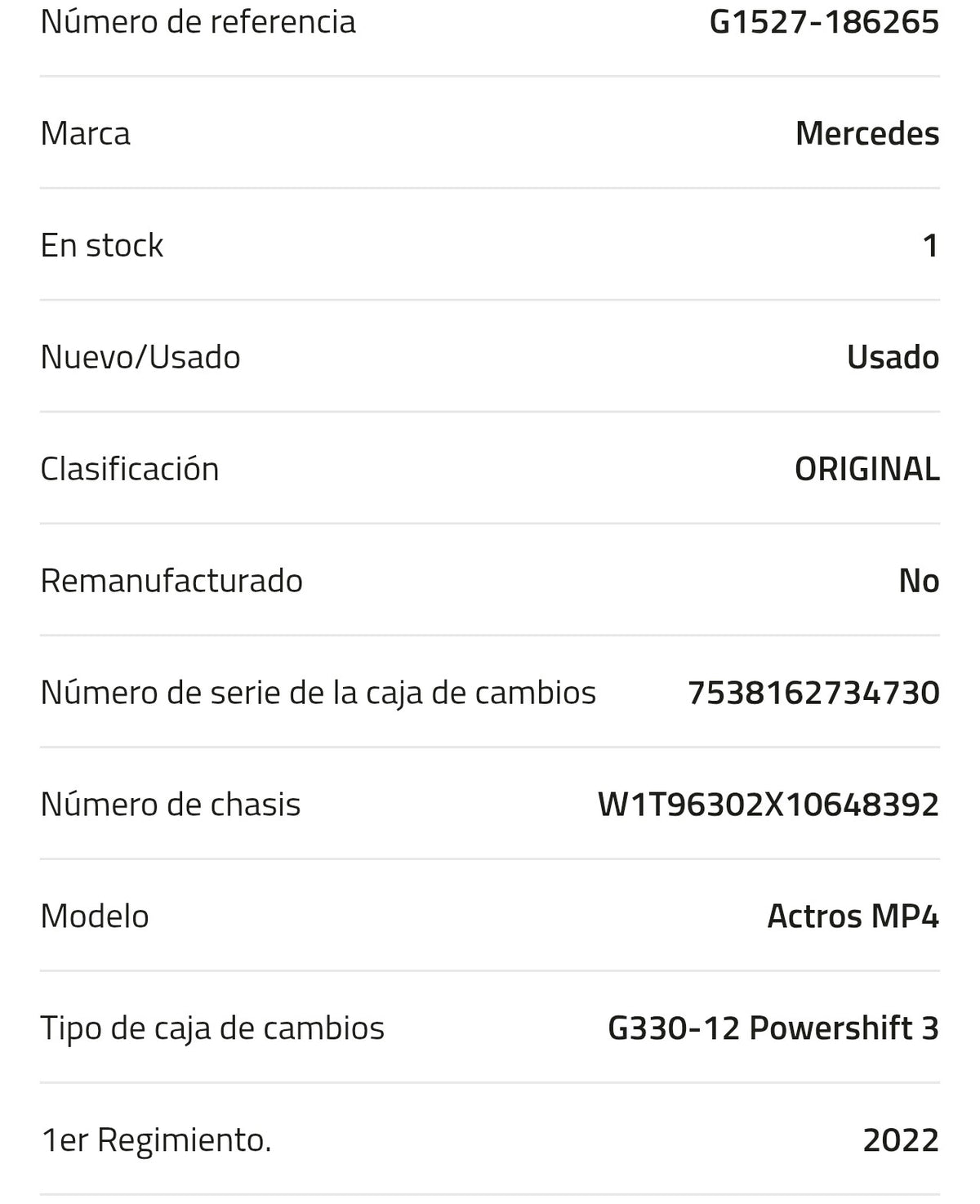 Mercedes G330-12 Powershift 3 Caja de cambios A 001 260 36 00