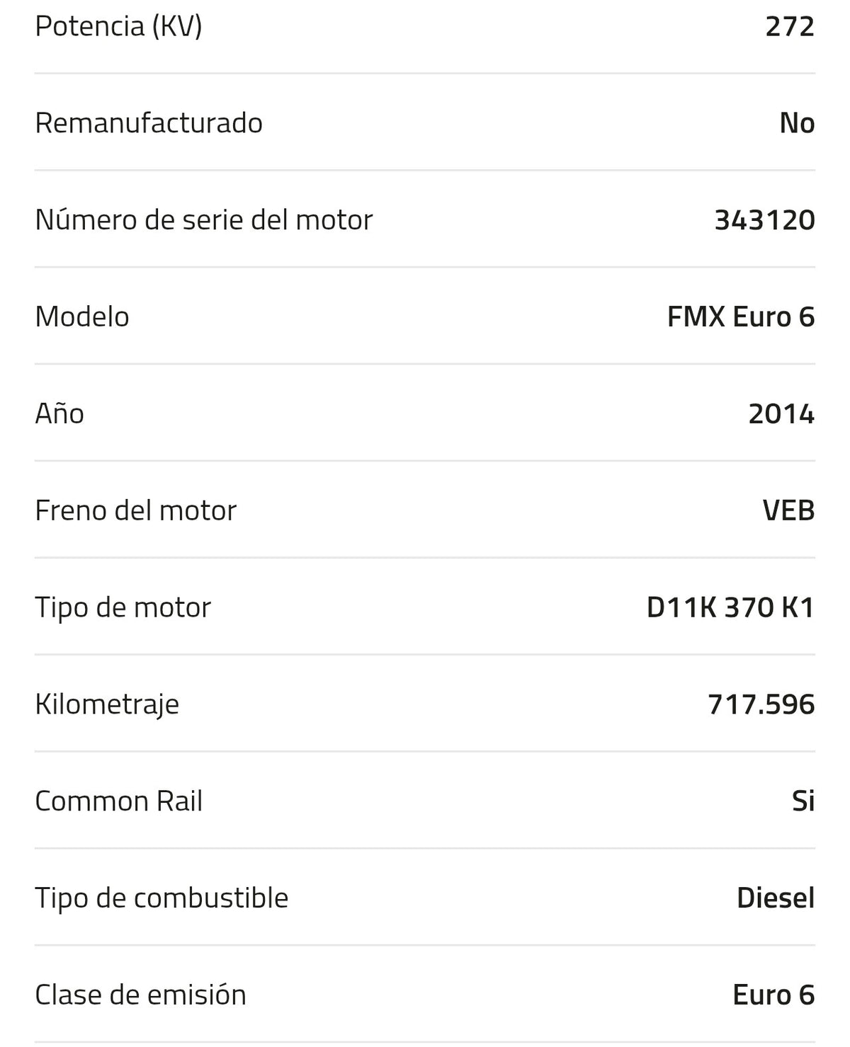 Motor Volvo D11K 370 K1 85002113