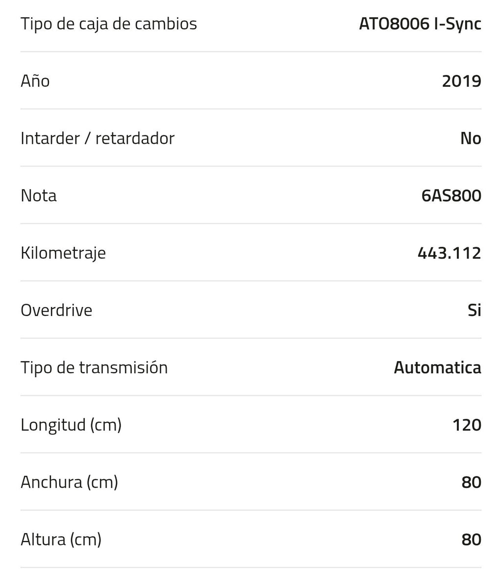 Caja de Cambio Volvo ATO8006 I-Sync