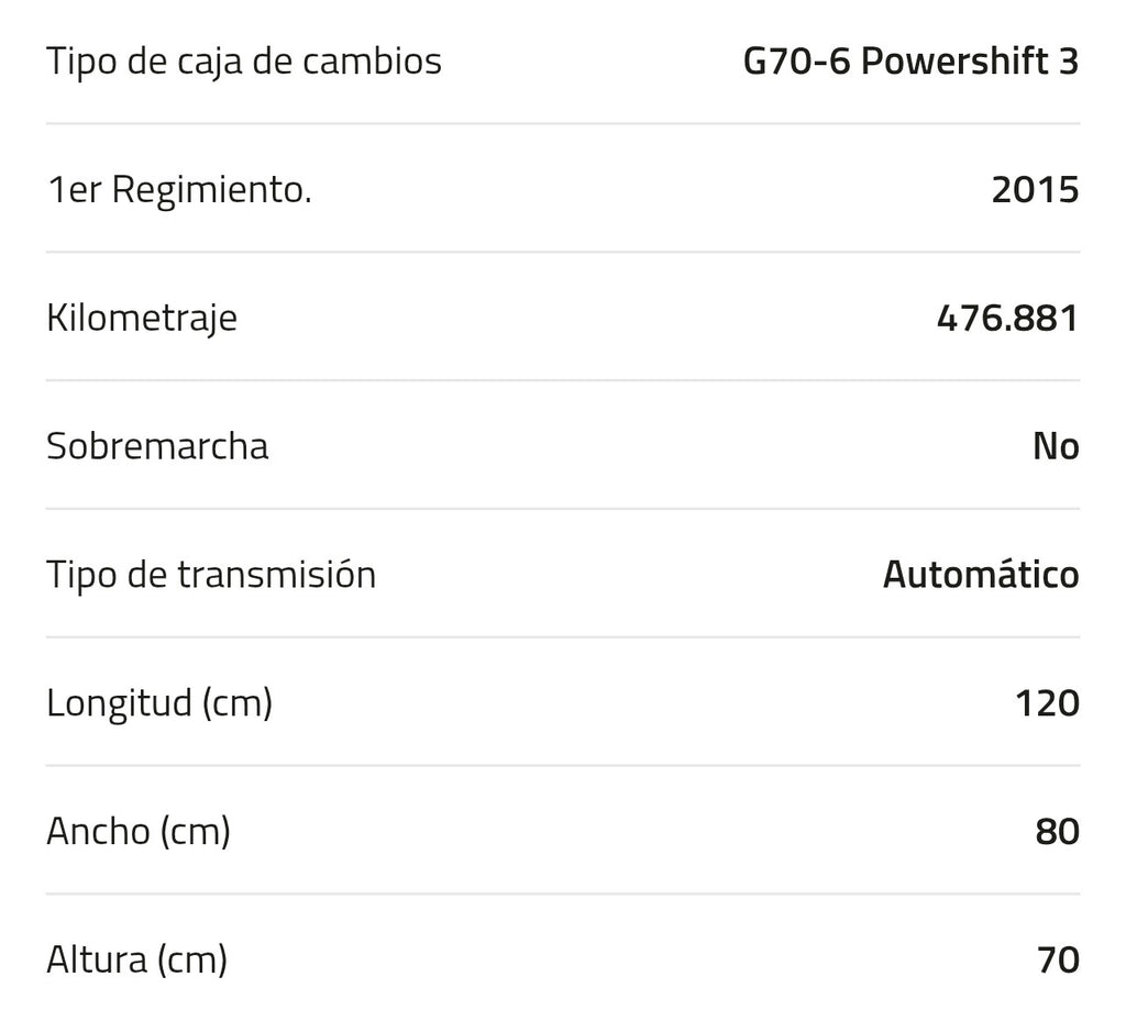 Mercedes
Caja de cambios Mercedes G70-6 Powershift 3 A 001 260 36 00