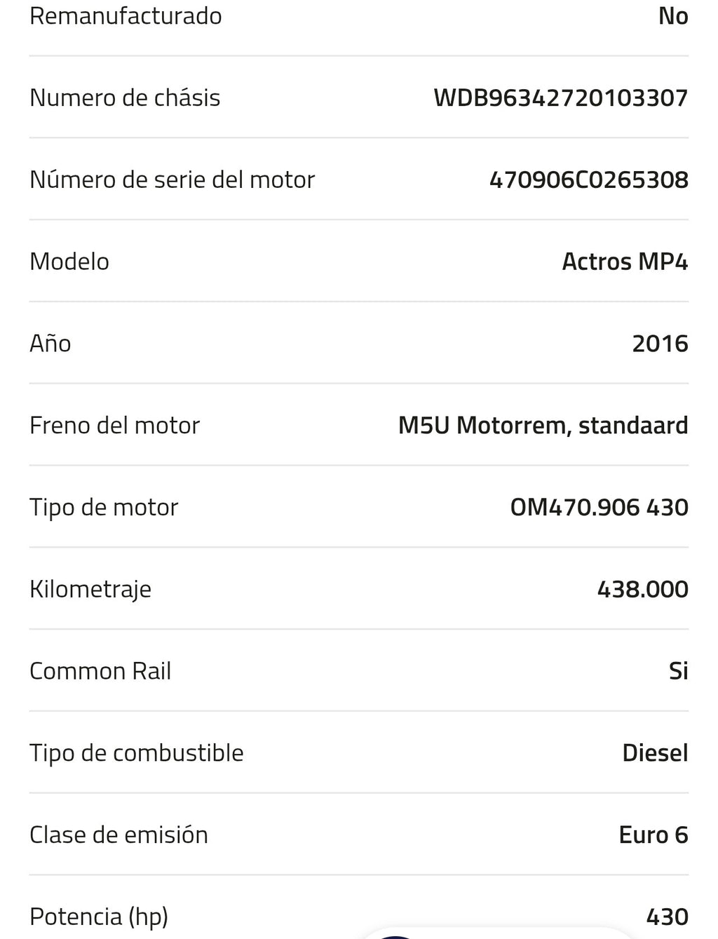 Motor Mercedes OM470.906 430 A 002 010 82 00