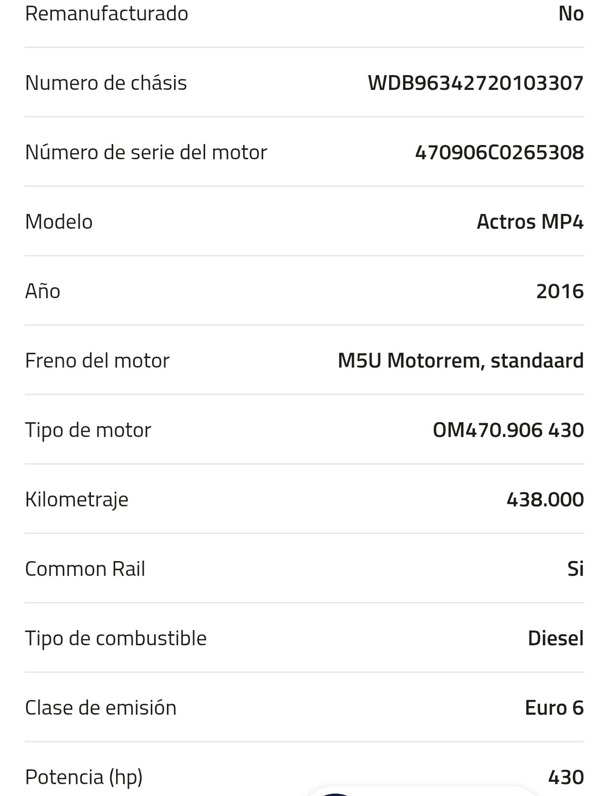 Motor Mercedes OM470.906 430 A 002 010 82 00