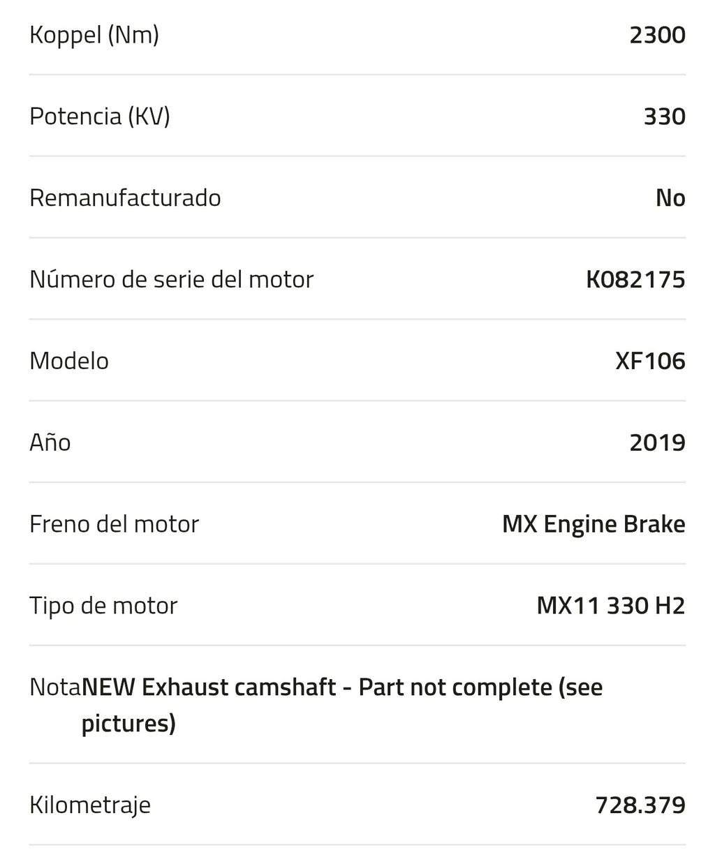 Motor DAF MX11 330 H2 2189684