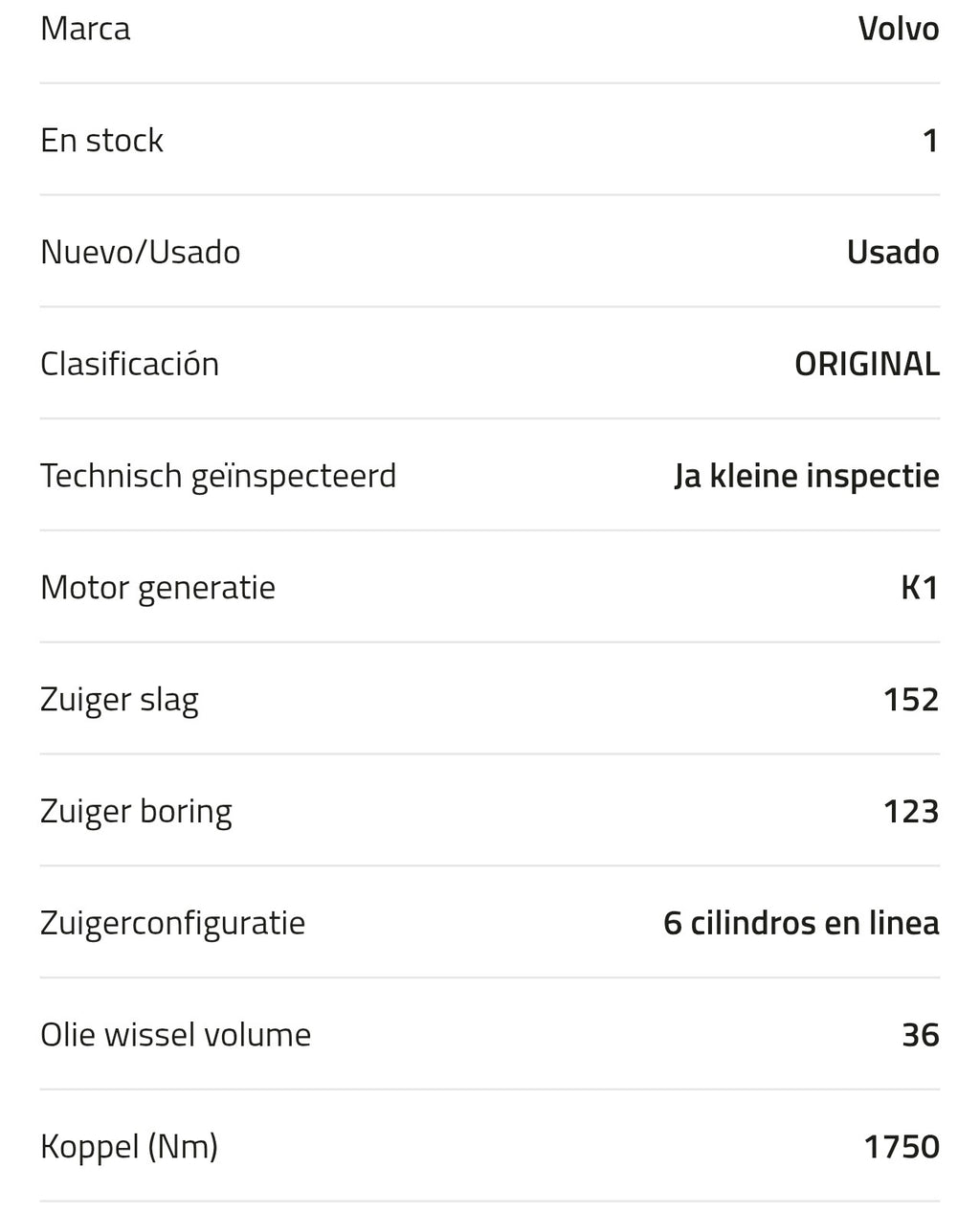 Motor Volvo D11K 370 K1 85002113