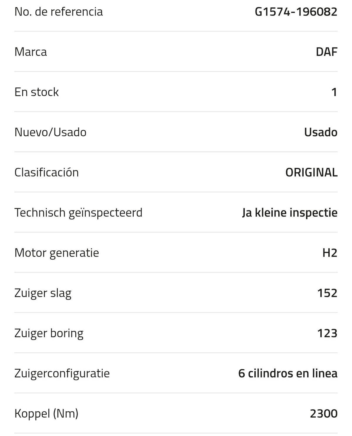 Motor DAF MX11 330 H2 0452100R