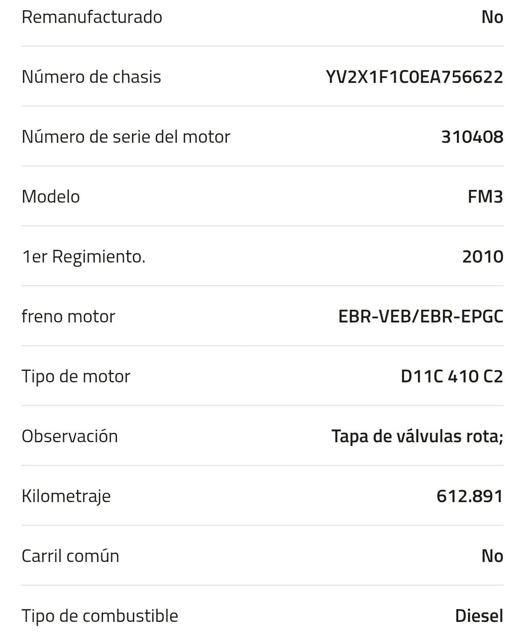 Motor Volvo D11C 410 C2 21893113