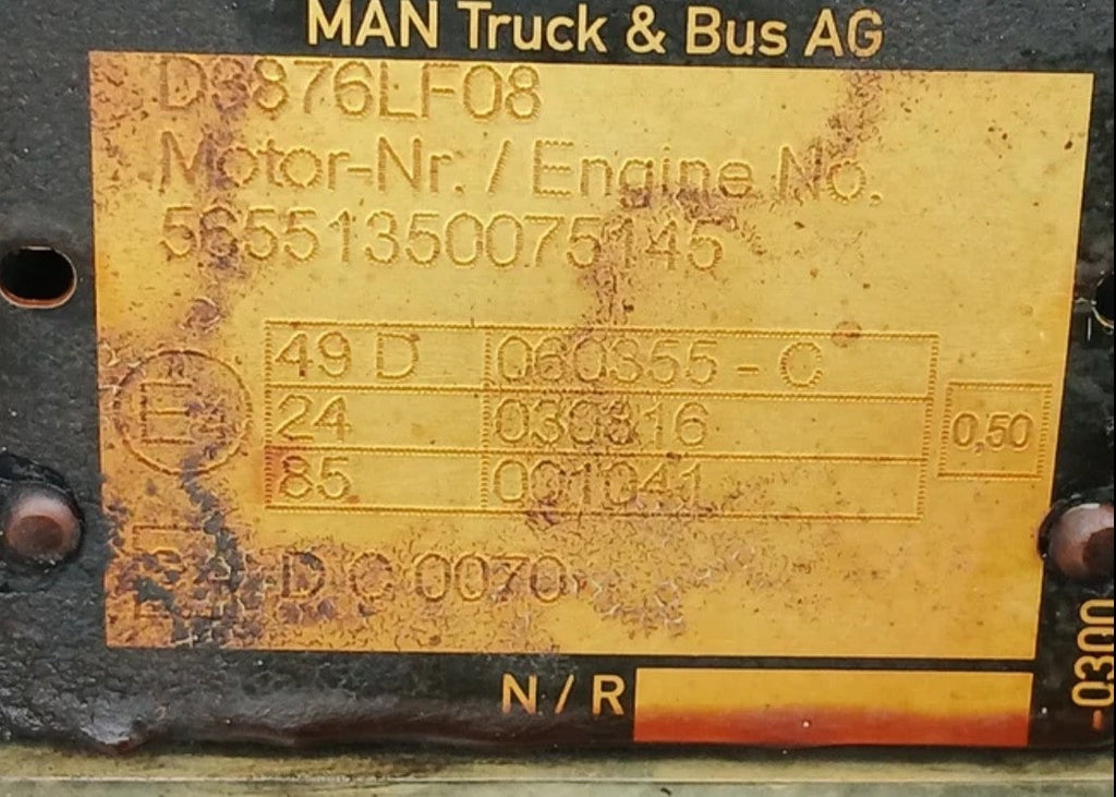 Motor MAN D3876 LF08 TGX 2018  Kilometraje: 193.467 km