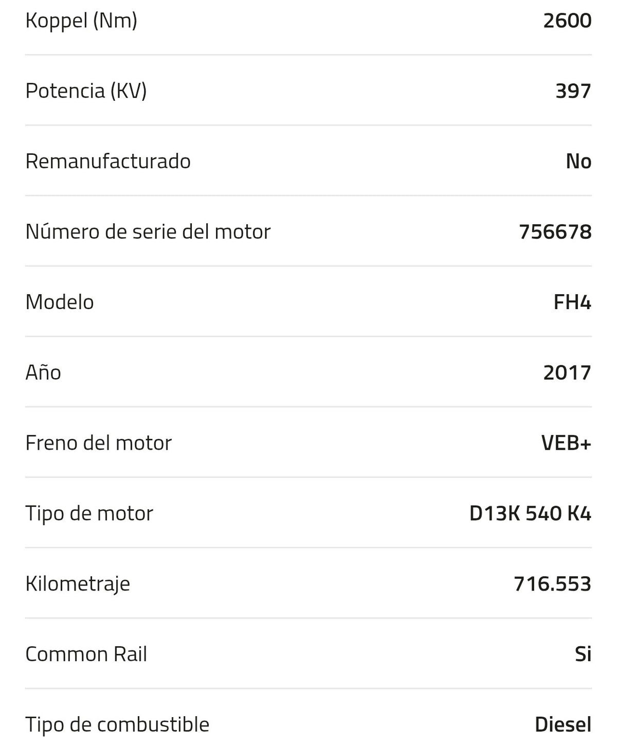 Motor Volvo D13K 540 K4 20482874