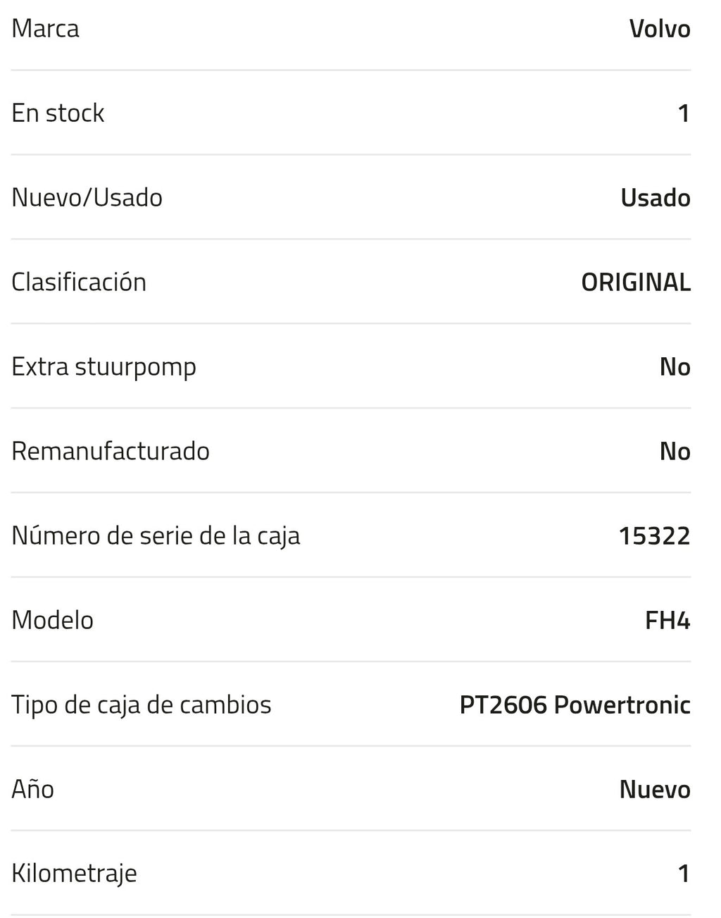 Caja de Cambio Volvo PT2606 Powertronic