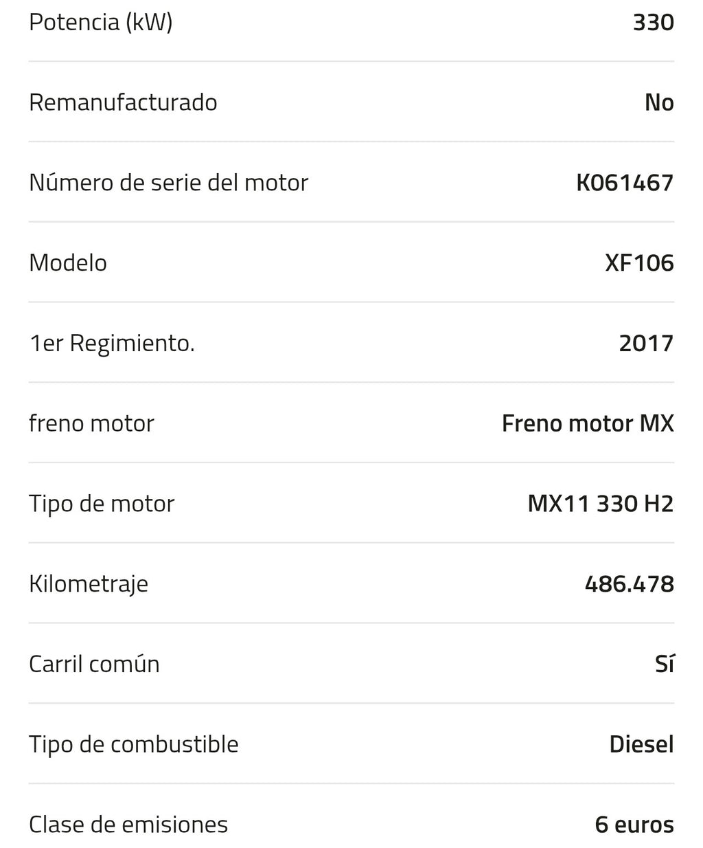 Motor DAF MX11 330 H2 0452051R