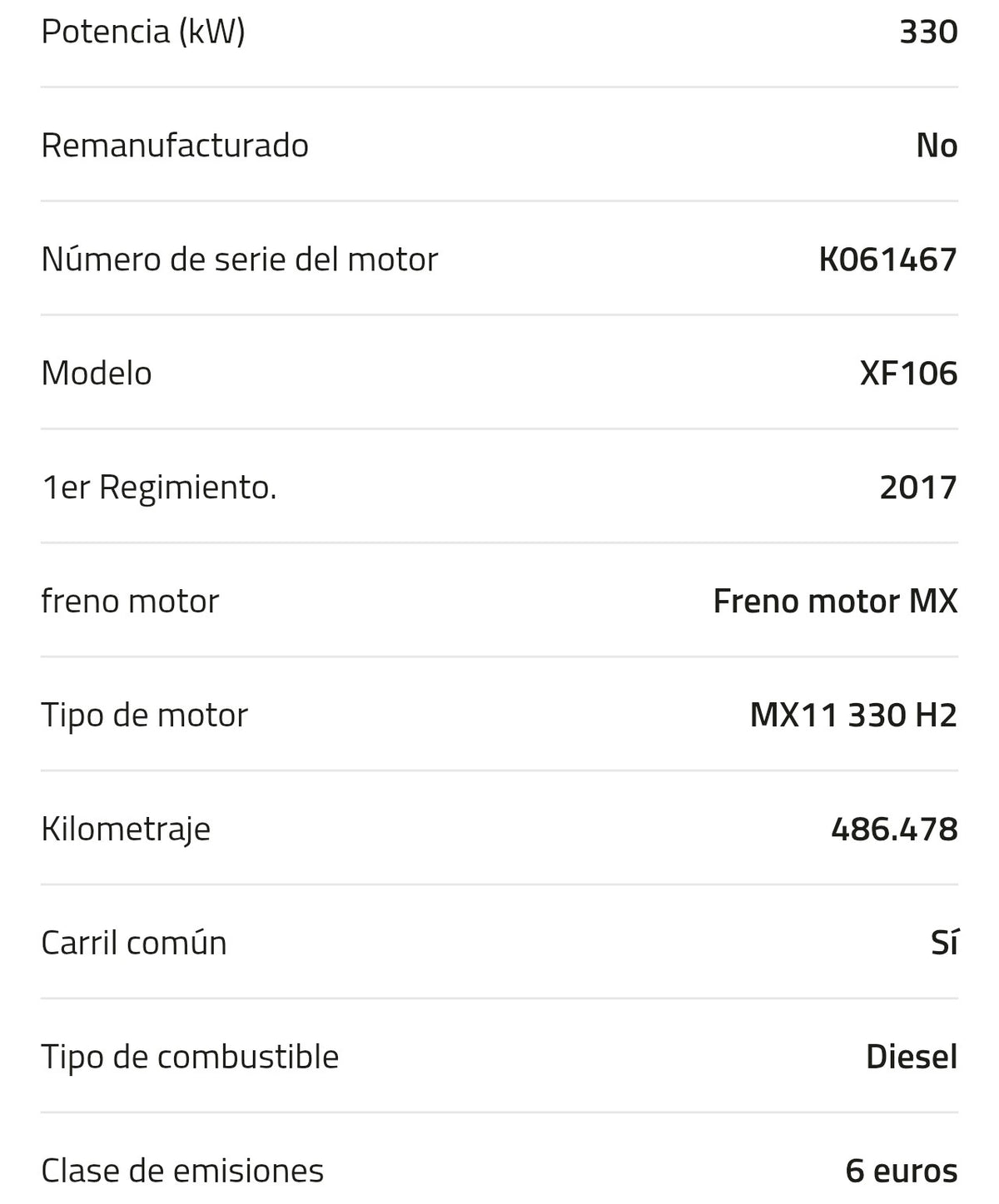 Motor DAF MX11 330 H2 0452051R