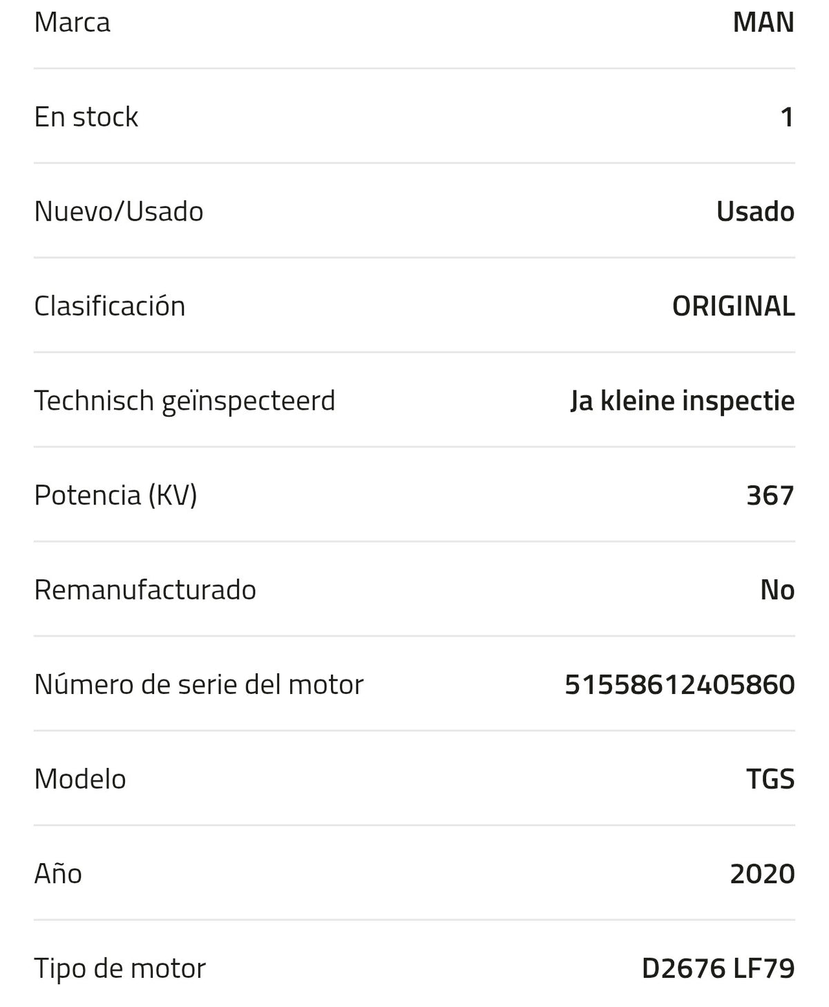 Motor MAN D2676 LF79 51031006606