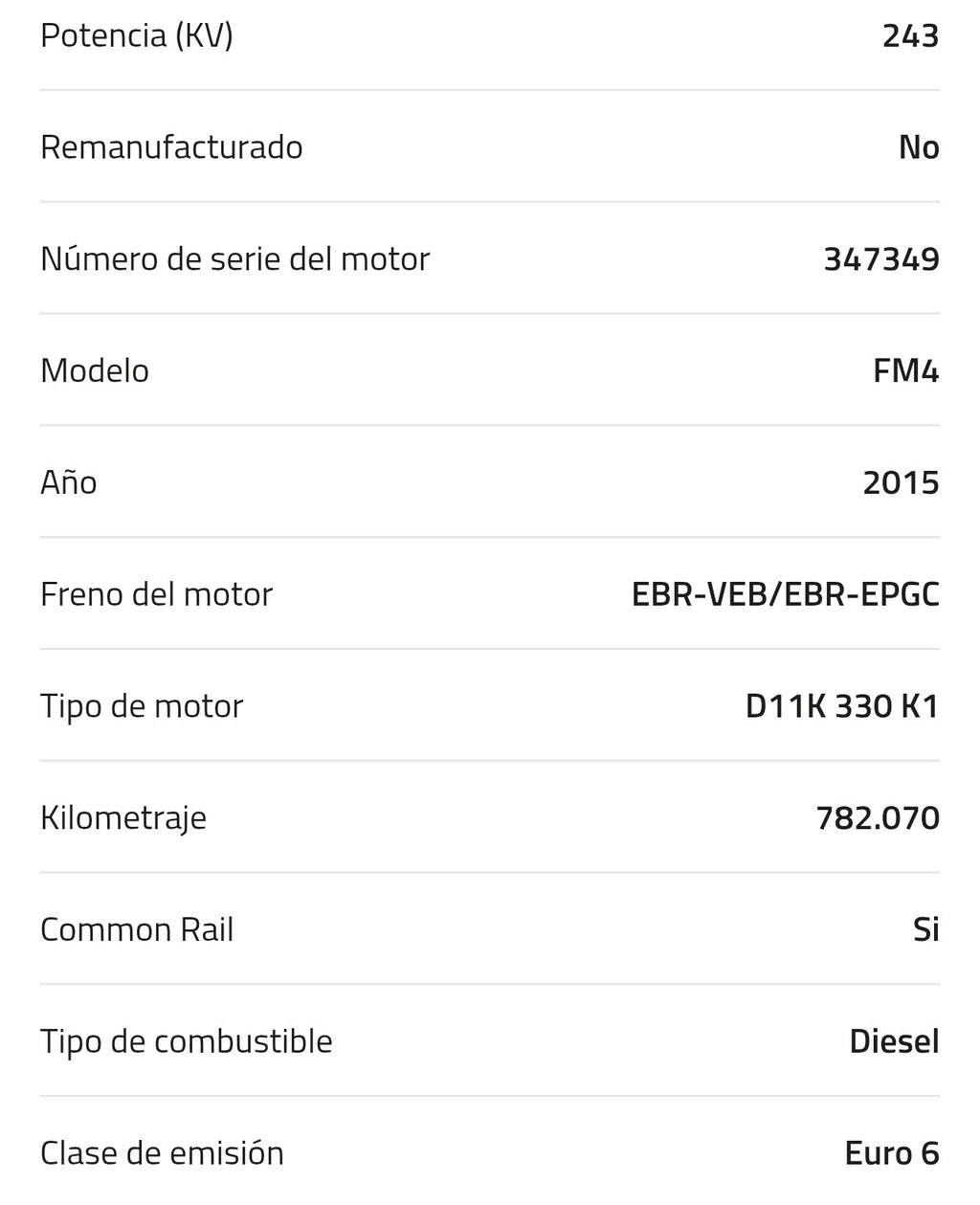 Motor Volvo D11K 330 K1 85002113