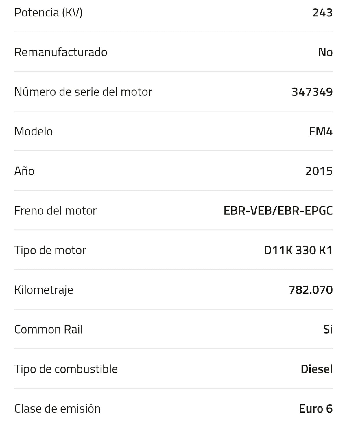 Motor Volvo D11K 330 K1 85002113