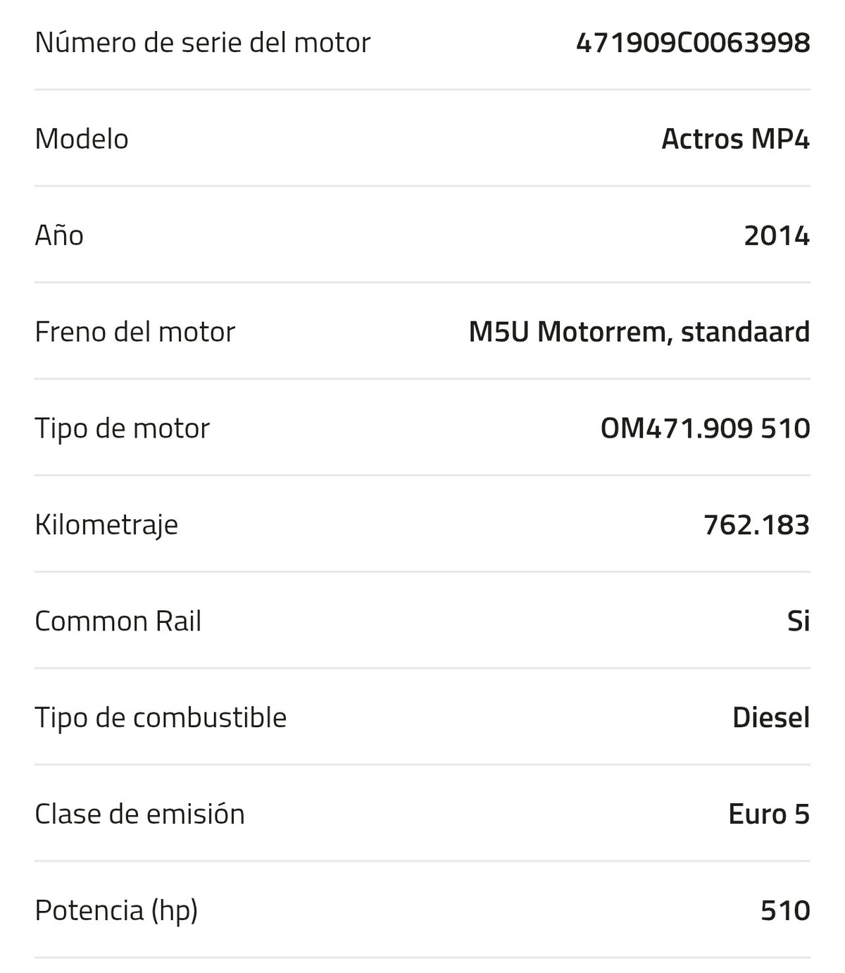 Motor Mercedes OM471.909 510 A 002 010 65 00