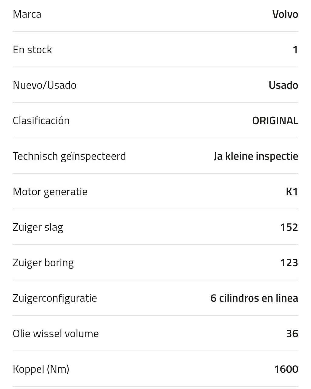 Motor Volvo D11K 330 K1 85002113
