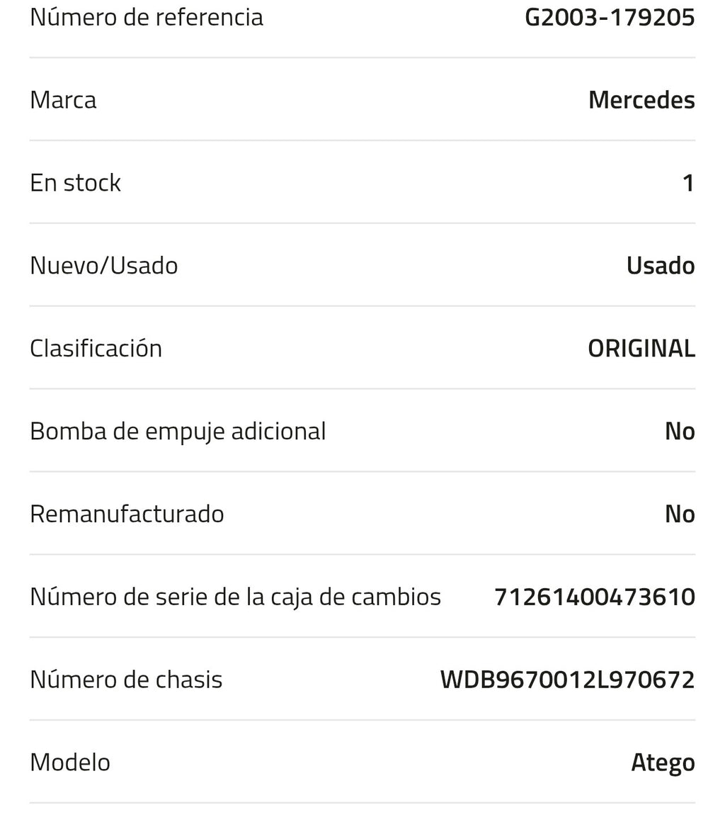 Mercedes
Caja de cambios Mercedes G70-6 Powershift 3 A 001 260 36 00