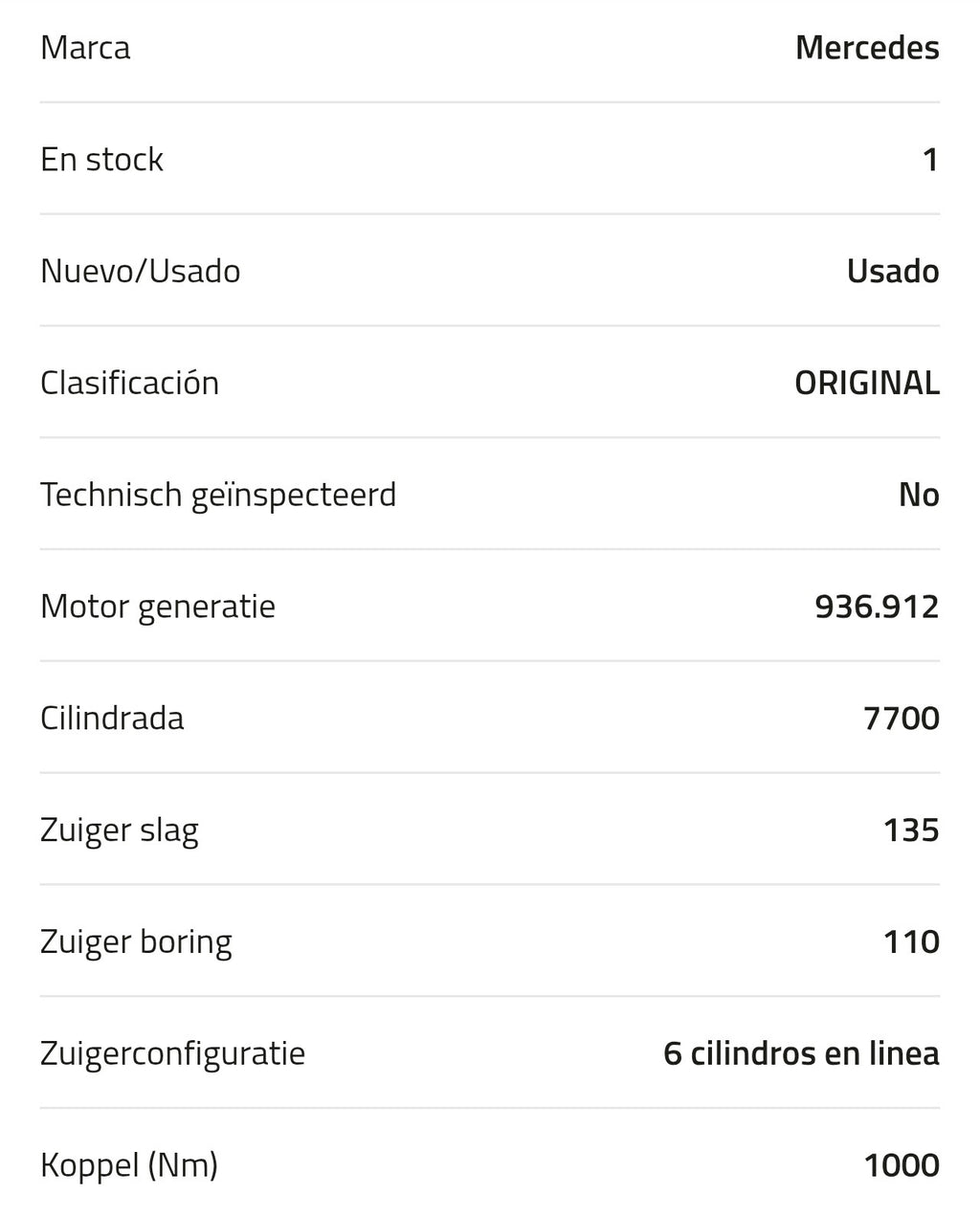 Motor Mercedes OM936.912 240 A 002 010 65 00