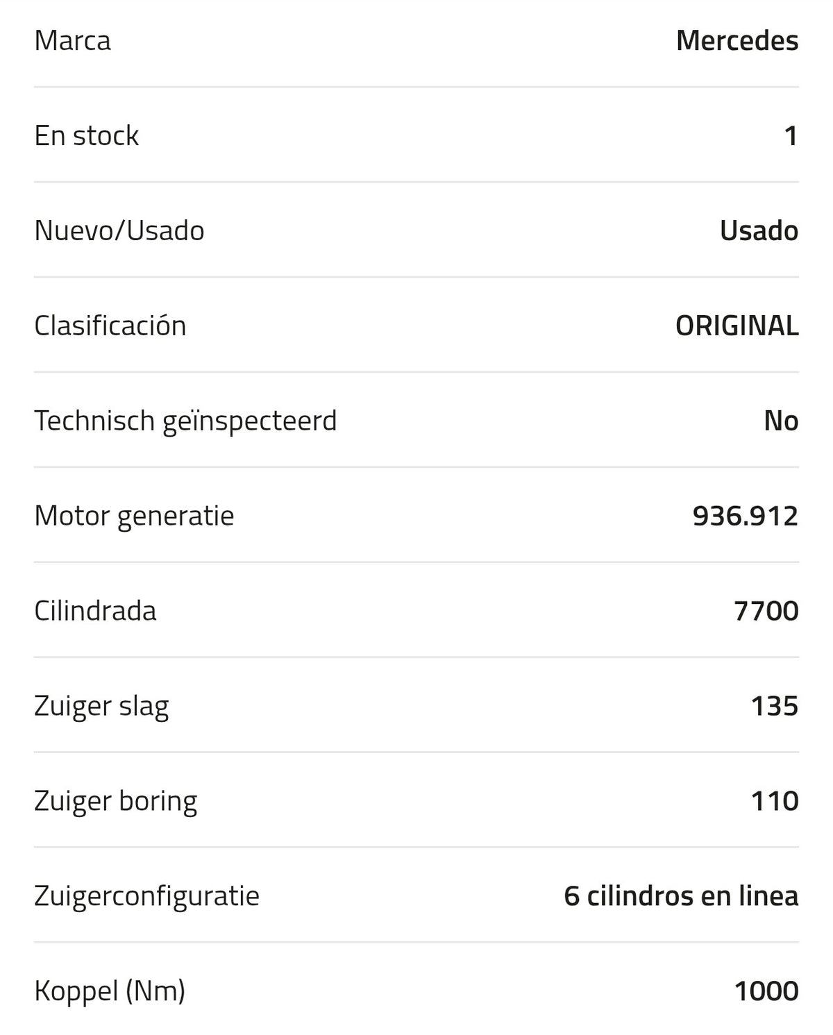 Motor Mercedes OM936.912 240 A 002 010 65 00
